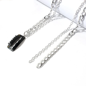 Silver plated tassel hair chain extension with BB clip for punk style hairstyling
