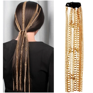 Chaîne de Cheveux Bohème en Alliage d'Aluminium Doré Avec Pendentifs Étoiles Bijou de Tête à Pampilles Multicouches pour Femmes
