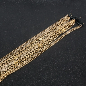 Chaîne de cheveux dorée à plusieurs couches avec pendentif étoile et clips noirs