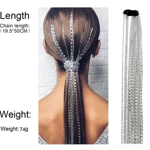 Silver tassel hair chain extension with BB clips for elegant braided hairstyles