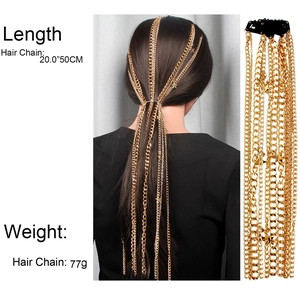 Chaîne de cheveux bohème dorée avec étoiles et pompons pour femmes, accessoire multicouche
