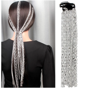 Women Punk Multi Layer Long Tassel Hair Chain Minimalist Alloy Silver Plated Hair Clip Fringe Extension Jewelry Accessory