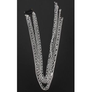 Elegant multi-layered silver chain hair clip headpiece with geometric tiered metal fringes
