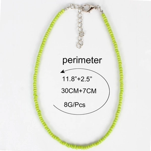 Bohemian grass green seed bead choker necklace with adjustable silver lobster clasp
