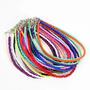 Bohemian choker set with colorful seed beads and silver lobster clasp in vibrant tones