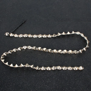 Punk style gold cone stud hair chain with flexible link and black hair comb fastener