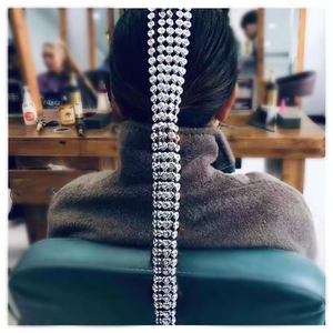 Mode Chaîne de Cheveux Gland Strass Coeur Épingle à Cheveux Manuelle en Aluminium pour Mariage Fête Femme Argent Accessoires