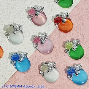 Details von DIY-Schmuckanhängern mit Opalsteinen und Schleifen, Größe 21x16x8mm