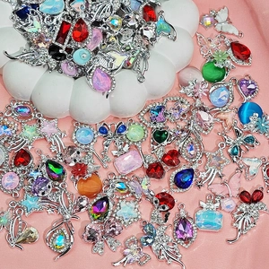 DIY colorful alloy rhinestone pendants in star, butterfly and heart shapes for jewelry