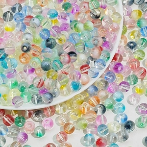 Détail de perles en verre craquelé de 6-8mm pour la création de bijoux DIY