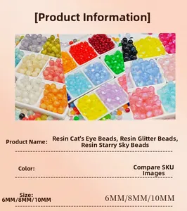 Detalle macro de cuentas de resina brillantes estilo cielo estrellado para joyería DIY