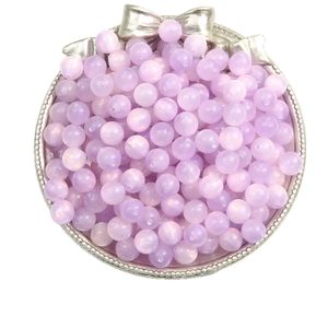 Lavender resin aurora beads for DIY jewelry making in silver bow tray display