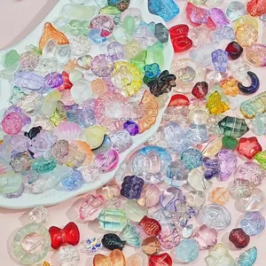 Colorful mixed acrylic beads set in butterfly heart and flower shapes for DIY jewelry making