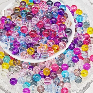 Mix of 8mm colorful transparent glass beads with crackle texture for DIY jewelry making