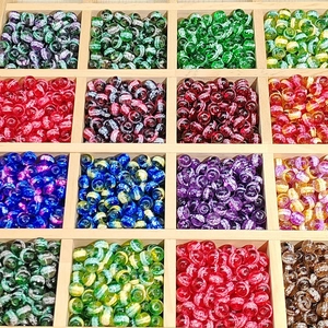 Handmade Colorful Glass Crackle Beads Marbled Lampwork Loose Beads For DIY Bracelet Necklace Jewelry Making Crafts 8mm 10mm