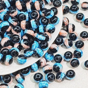 Retro mixed color 8/10MM marble pattern glass beads for DIY jewelry making