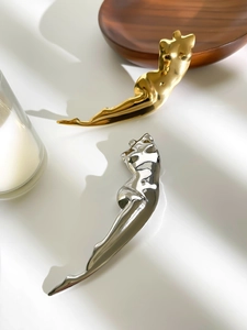 Artistic torso human body brooches in gold and silver finish with high polish