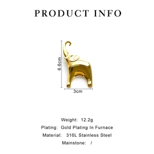 Detailed view of the 316L stainless steel elephant brooch with size specifications