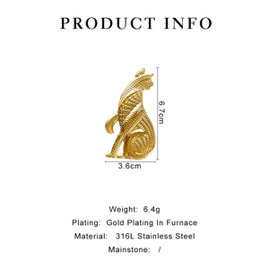 Spécifications de taille pour la broche chat en acier inoxydable 316L plaqué or fin