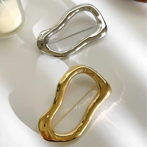 Modern irregular geometric stainless steel brooches in gold and silver finish
