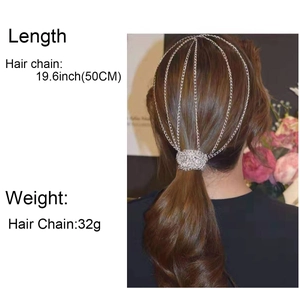 Silver multi-layer ponytail extension chain with 50cm mesh design for women
