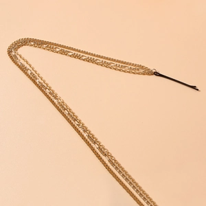 Böhmische mehrlagige goldene Haarkette mit schwarzer Spange für Damen Frisuren
