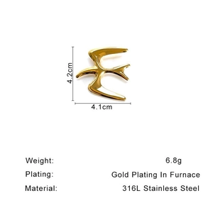 Polished 316L stainless steel gold swallow bird brooch for women measuring 4.1x4.2cm