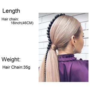 18-inch black faux pearl hair chain accessory for stylish ponytails and braided hairstyles