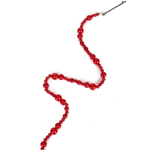 Chaîne de cheveux longue en perles rouges avec pince en métal noir pour femmes