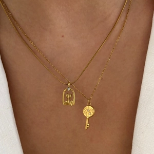 Vintage 18K Verguld 316L Roestvrij Staal Roos Stolp Hanger Ster Sleutel Charm Ketting Voor Vrouwen Mode Sieraden