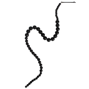 Chic black beaded hair chain with metal clip featuring glossy tassels for women