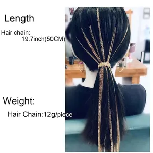 Modisches mehrreihiges goldenes Kettenhaarzubehör mit sicherem Clip für langes glattes Haar