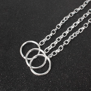 Punk style multi-layer silver metal chains with three rings accessory for hair or clothing