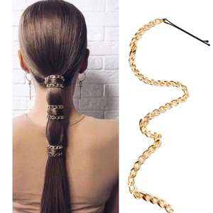 Chaîne à Cheveux en Alliage Plaqué Or Minimaliste avec Gland pour Femme Décoration de Queue de Cheval Barrette à Cheveux en Métal