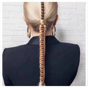 Minimalist Gold Silver Metal Beads Hair Chain With Faux Leather Cord Tassel BB Clip Hair Accessories For Women Fashion Jewelry