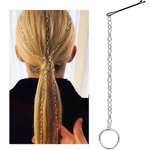 Fashion Women Silver Tassel Hair Chain Metal Bobby Pin Extension Industrial Style Headpiece Hair Jewelry Accessory