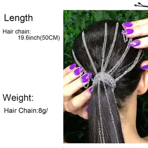 Catena per capelli in argento multi-filo con clip per acconciature da donna