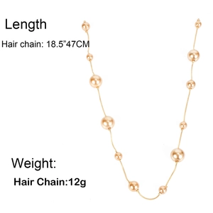 Elegante goldene Perlenhaarkette für Damen, 47 cm Länge, modischer Haarschmuck Accessoire
