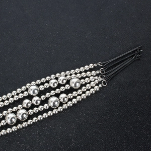 Four-piece set of silver beaded hair clips with black minimalist bobby pins for women