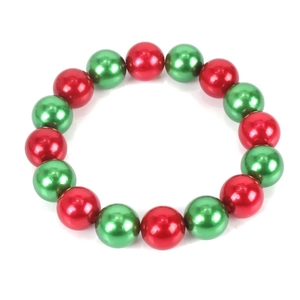 Set gioielli di Natale da 3 pezzi con collane di finte perle rosse e verdi festive