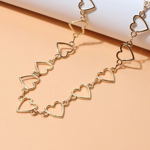 Hollow heart link chain in bright gold finish for a stylish hip-hop waist or pant look