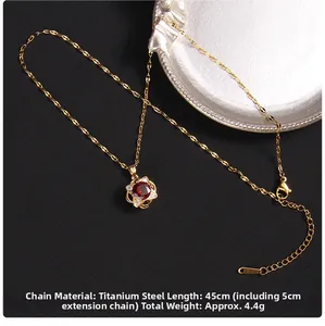 Gold titanium steel necklace detail with 45cm chain length and 4.4g weight specifications