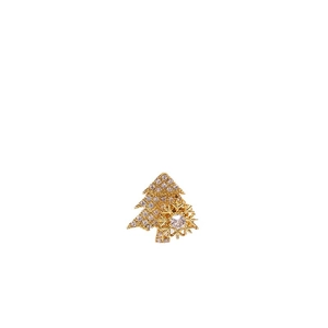 Golden Christmas tree necklace with sparkling crystals and snowflake pendant
