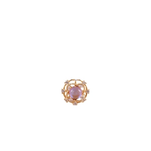 Vintage-Goldanhänger mit durchscheinendem violettem Edelstein und Zirkonia-Akzenten