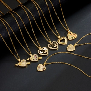 Elegante Vergoldete Kupfer Herz Anhänger Halskette Mit Mikropave Zirkonia Für Damen Luxus Modeschmuck Romantisches Valentinstag Geschenk