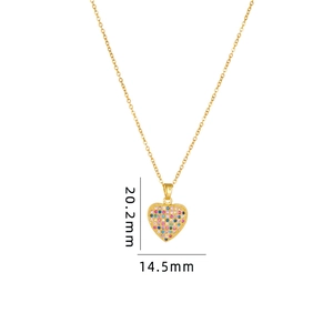Regenbogen Zirkonia Herz Halskette aus Gold Edelstahl mit 20,2 mm Anhängerhöhe