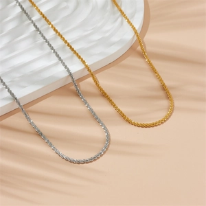 Minimalistische Roestvrijstalen Ketting Voor Dames Goud Zilver Verguld Verfijnde Glinsterende Choker Mode Sieraden Dagelijkse Accessoires