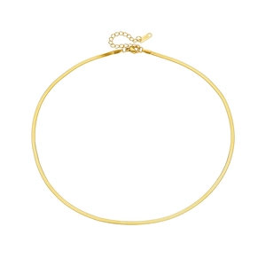 Collier minimaliste en maille serpent dorée en acier inoxydable avec fermoir mousqueton et logo