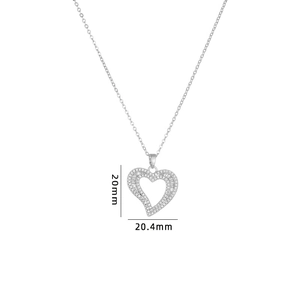 Elegante Herz-Halskette mit Zirkonia und Titanstahl mit Maßen 20mm x 20,4mm