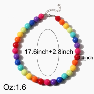 Bohemian colorful beaded choker necklace with lobster clasp and adjustable extension chain